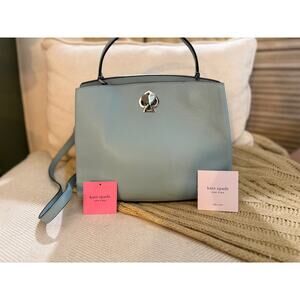 Kate Spade New York Romy Satchel Blue Gray Leather NEW